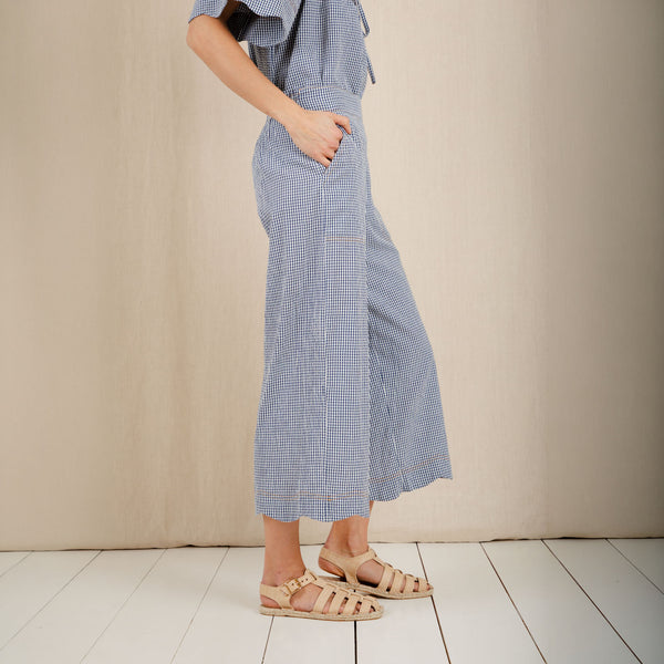 BONTE Aide Gingham Trousers in Navy