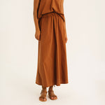 TINSELS Alex Paper Poplin Skirt in Pecan