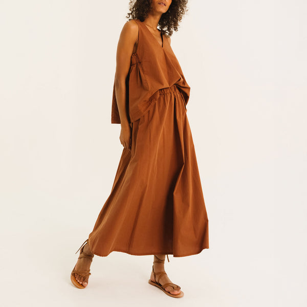 TINSELS Alex Paper Poplin Skirt in Pecan