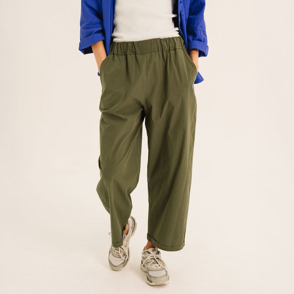 TINSELS Alistair Paper Poplin Wide Leg Trousers in Mousse