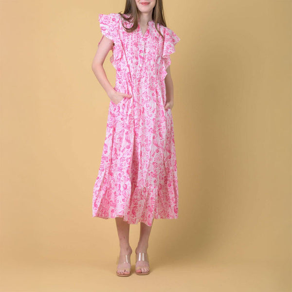 HANDPRINT DREAM APPAREL Marcia Dress in Cleo Pink