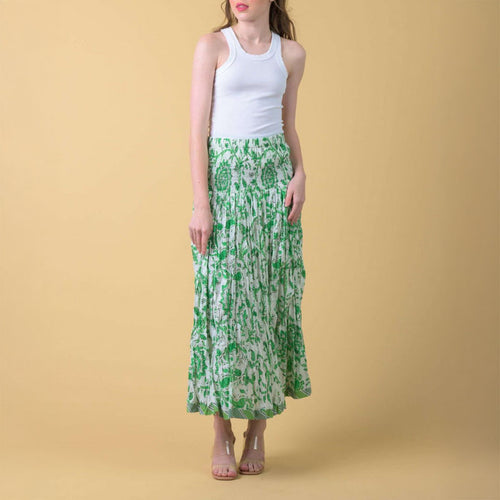 HANDPRINT DREAM APPAREL Arista Skirt in Runa Green