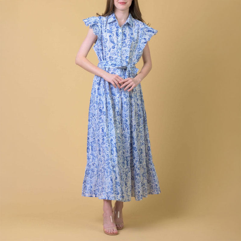 HANDPRINT DREAM APPAREL Longbeach Dress in Cleo Blue