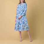 HANDPRINT DREAM APPAREL Phantom Dress in Runa Blue