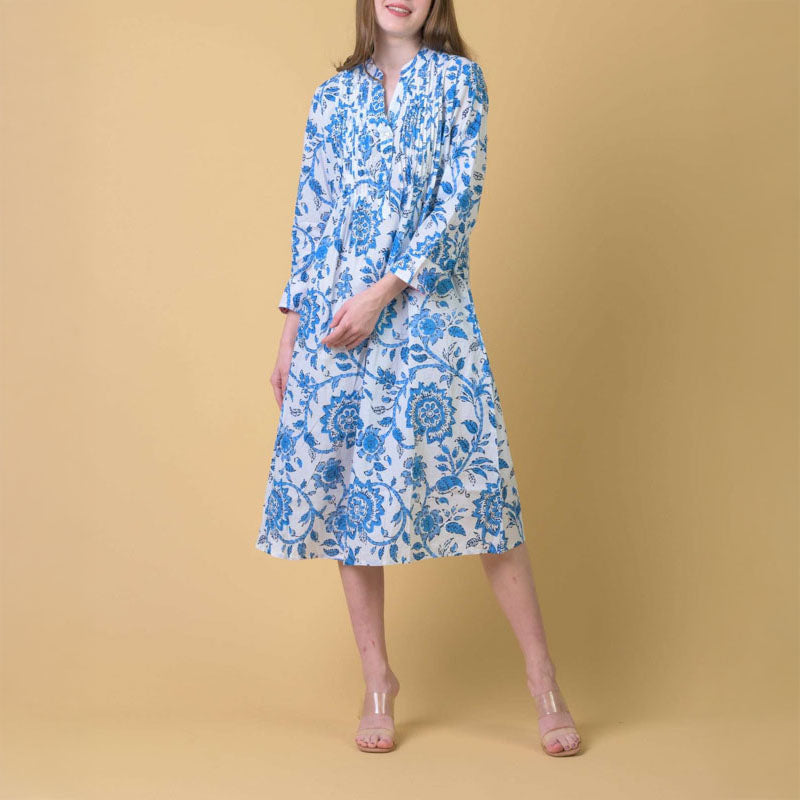 HANDPRINT DREAM APPAREL Phantom Dress in Runa Blue