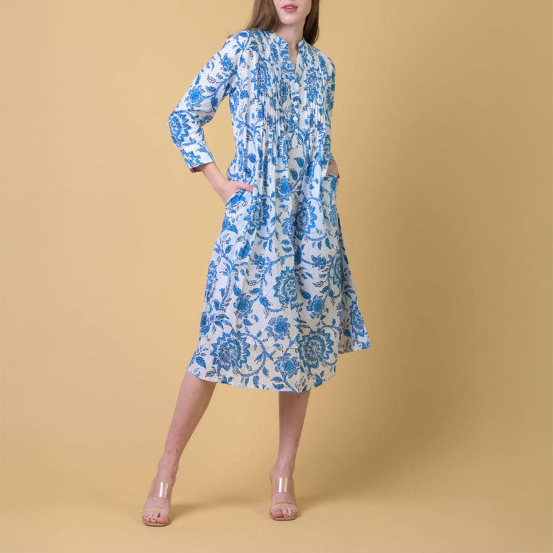 HANDPRINT DREAM APPAREL Phantom Dress in Runa Blue