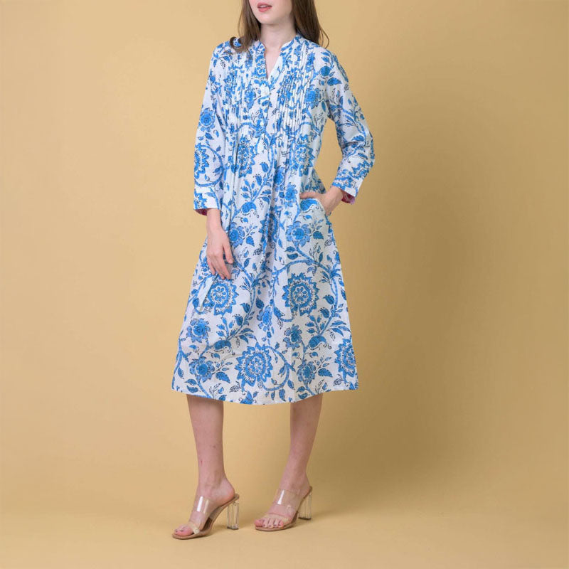 HANDPRINT DREAM APPAREL Phantom Dress in Runa Blue