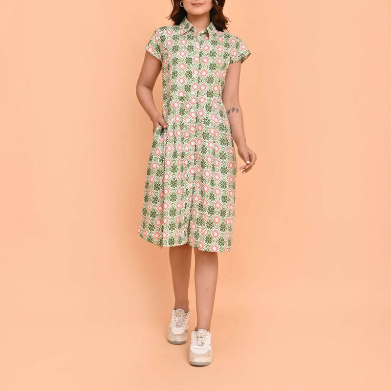 HANDPRINT DREAM APPAREL Arlington Dress in Pelican Coral