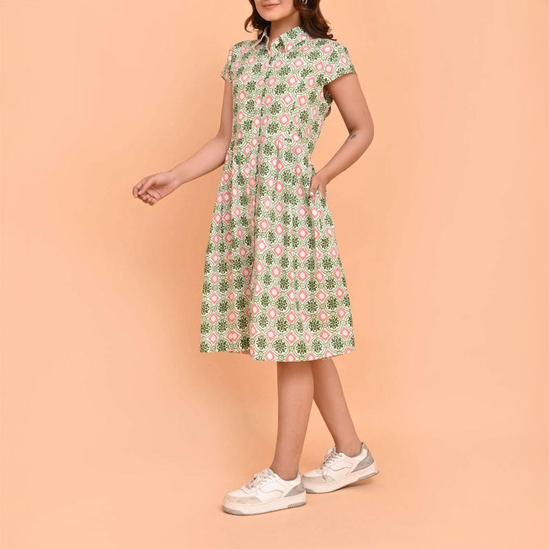 HANDPRINT DREAM APPAREL Arlington Dress in Pelican Coral