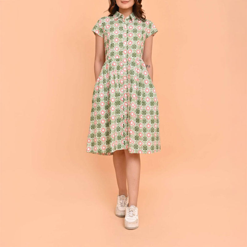 HANDPRINT DREAM APPAREL Arlington Dress in Pelican Coral