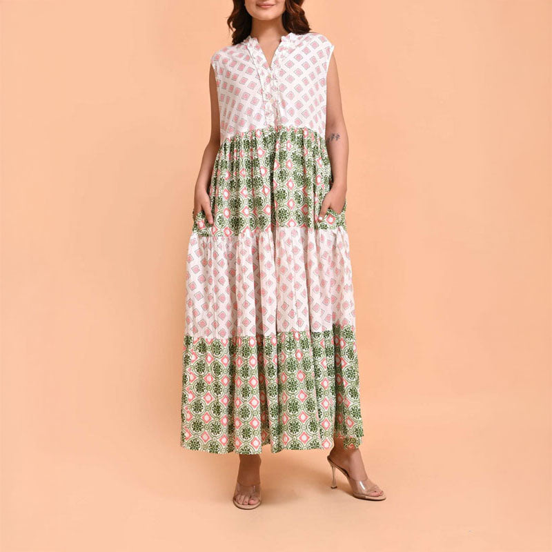 HANDPRINT DREAM APPAREL Geisha Dress in Pelican Coral