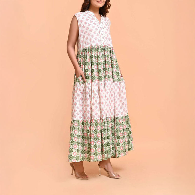 HANDPRINT DREAM APPAREL Geisha Dress in Pelican Coral