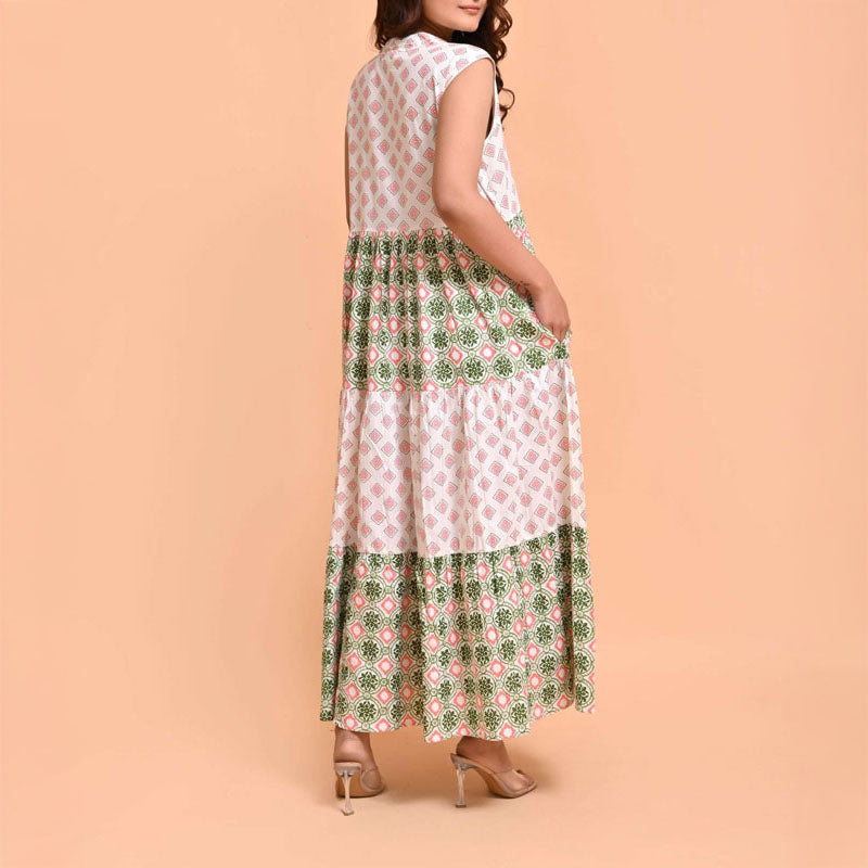 HANDPRINT DREAM APPAREL Geisha Dress in Pelican Coral