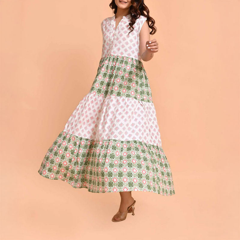 HANDPRINT DREAM APPAREL Geisha Dress in Pelican Coral