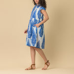 HANDPRINT DREAM APPAREL Arlington Dress in Emperor White/Blue