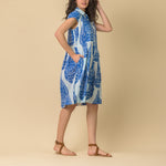 HANDPRINT DREAM APPAREL Arlington Dress in Emperor White/Blue