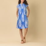 HANDPRINT DREAM APPAREL Lacey Dress in Emperor Blue/White