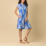 HANDPRINT DREAM APPAREL Lacey Dress in Emperor Blue/White