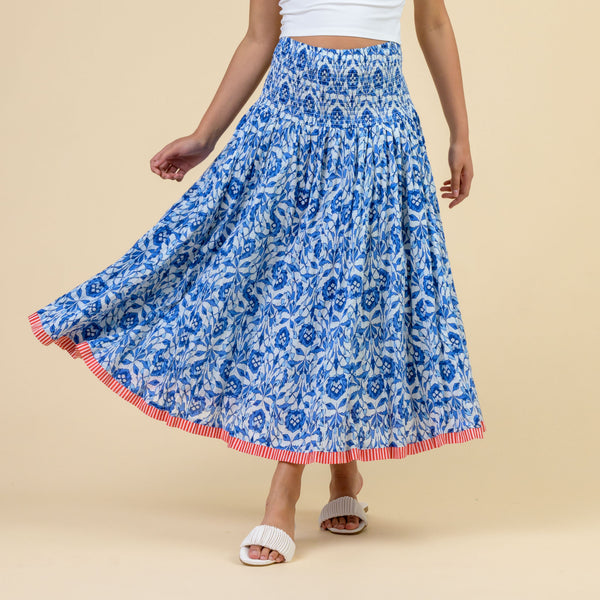HANDPRINT DREAM APPAREL Arista One Size Skirt in Tamsin Blue