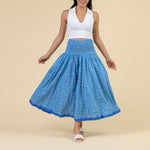 HANDPRINT DREAM APPAREL Arista One Size Skirt in Mosaic Turquoise Blue