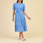 HANDPRINT DREAM APPAREL Boulter Block Print Cotton Dress in Troy Blue