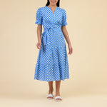 HANDPRINT DREAM APPAREL Boulter Block Print Cotton Dress in Troy Blue