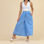 HANDPRINT DREAM APPAREL Kerry Wide Leg Print Pant in Troy Blue