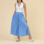HANDPRINT DREAM APPAREL Kerry Wide Leg Print Pant in Troy Blue