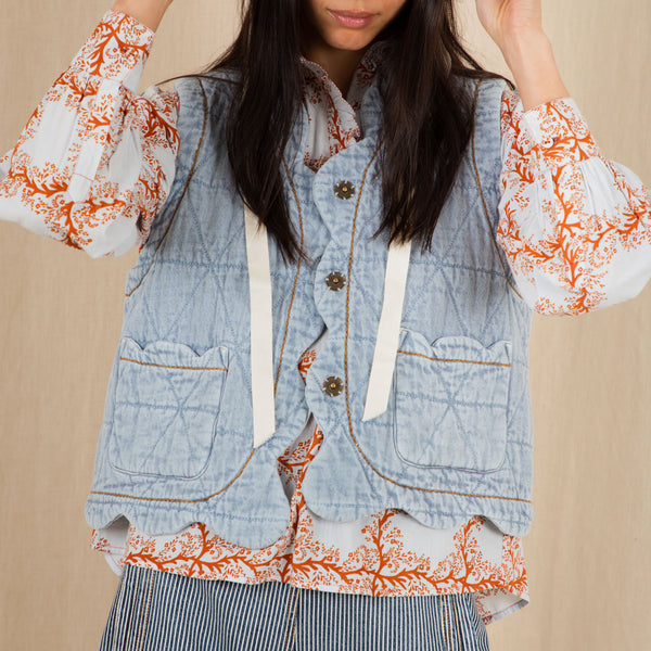 BONTE Anais Shirt in Ice Blue/Tobacco