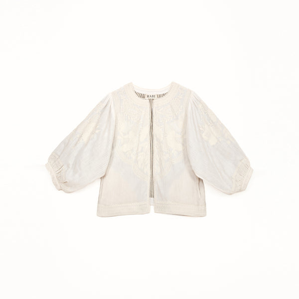 M.A.B.E Averi Embroidered Jacket in Ivory