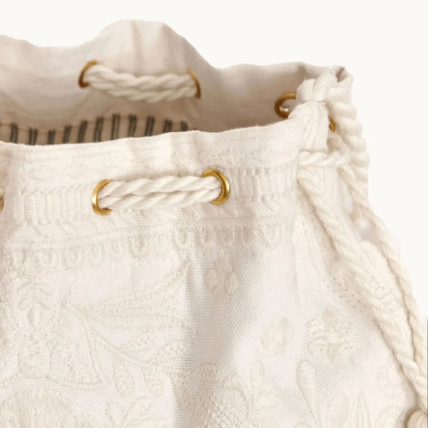 M.A.B.E Averi Embroidered Pouch in Ivory