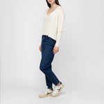 VAN KUKIL V Neck Crop Jumper in Angel White
