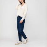 VAN KUKIL V Neck Crop Jumper in Angel White
