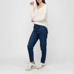 VAN KUKIL V Neck Crop Jumper in Angel White