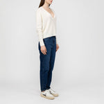 VAN KUKIL V Neck Crop Jumper in Angel White