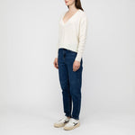 VAN KUKIL V Neck Crop Jumper in Angel White