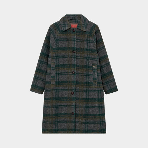 HEYANNO MMHBelieve Check Coat in Deep Forest