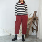 BEAUMONT ORGANIC Cedar Organic Cotton Corduroy Trousers in Soft Burgandy