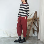 BEAUMONT ORGANIC Cedar Organic Cotton Corduroy Trousers in Soft Burgandy