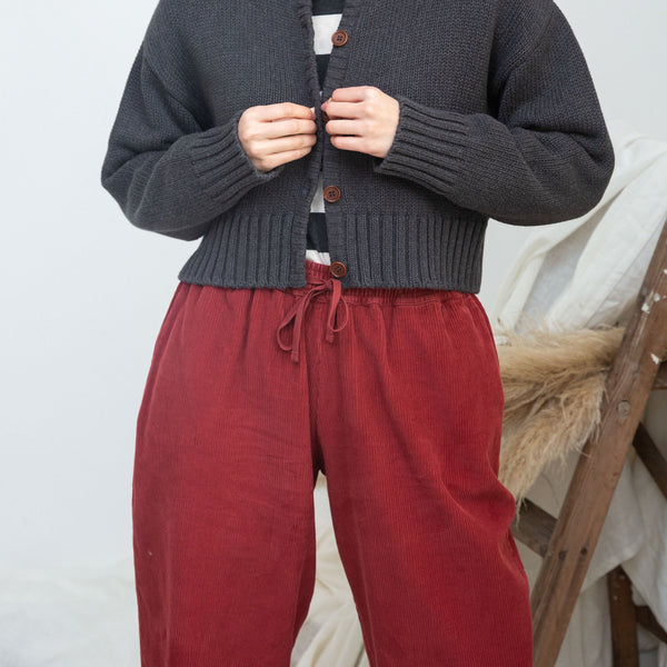 BEAUMONT ORGANIC Cedar Organic Cotton Corduroy Trousers in Soft Burgandy
