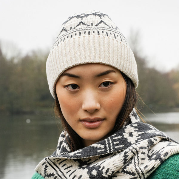 BEAUMONT ORGANIC Evie-Sue Organic Cotton Knitted Hat in Ecru Marl