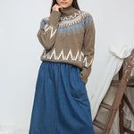 BEAUMONT ORGANIC Hawthorne Recycled Wool Knitted Jumper in Taupe Marl