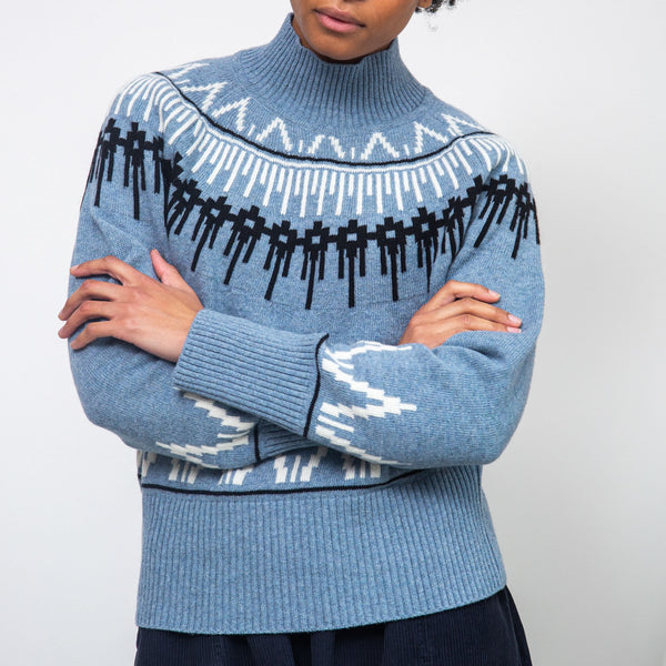 BEAUMONT ORGANIC Hawthorne Recycled Wool Knitted Jumper in Sky Blue Marl