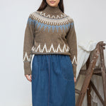 BEAUMONT ORGANIC Hawthorne Recycled Wool Knitted Jumper in Taupe Marl
