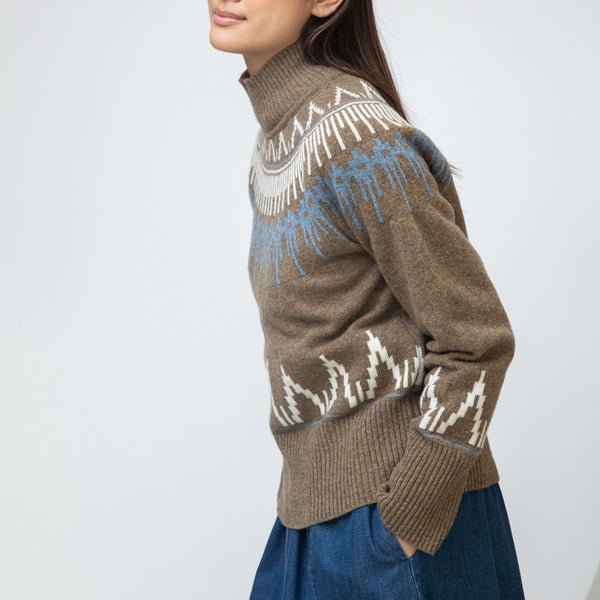 BEAUMONT ORGANIC Hawthorne Recycled Wool Knitted Jumper in Taupe Marl