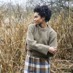 BEAUMONT ORGANIC Leo Recycled Wool Knitted Jumper in Taupe Marl
