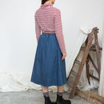 BEAUMONT ORGANIC Pine-Sue Organic Cotton Stripe Jersey Top in Burgundy/Off White