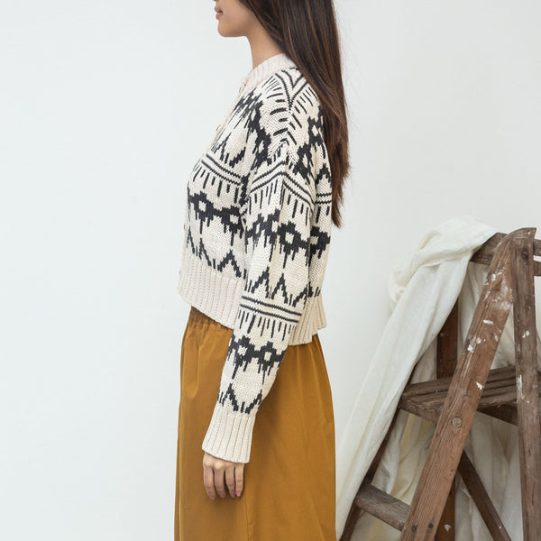 BEAUMONT ORGANIC Sugi-Sue Organic Cotton Knitted Cardigan in Ecru Marl