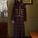 THE TINY BIG SISTER Short Horses Embroidered Coat in Charcoal