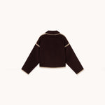 THE TINY BIG SISTER Short Horses Embroidered Coat in Charcoal